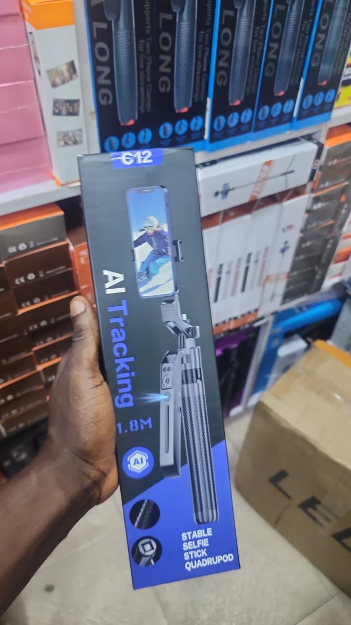 C12 AI Tracking Stable Selfie Stick Quadrapod (Boxed Close-up)